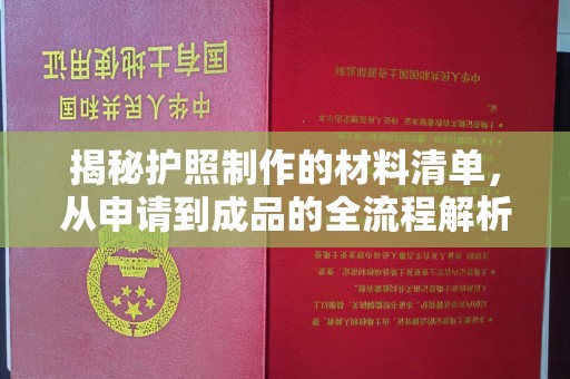北海新区揭秘护照制作的材料清单，从申请到成品的全流程解析
